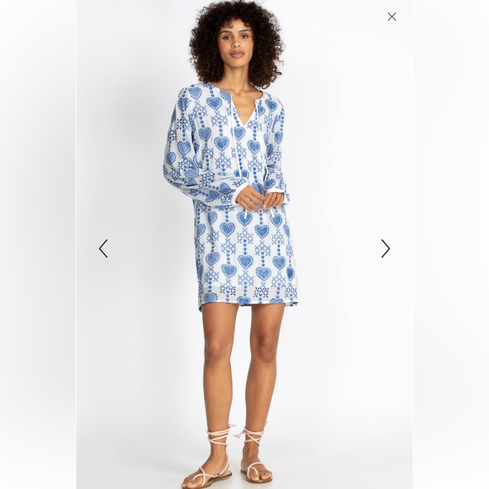 Johnny Was Natalia Tunic Dress Blue and White - XL